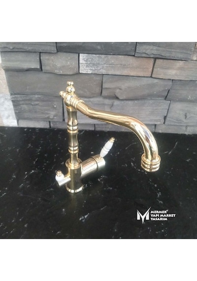 Arıtmalı Rustik Lavabo Bataryası Altın
