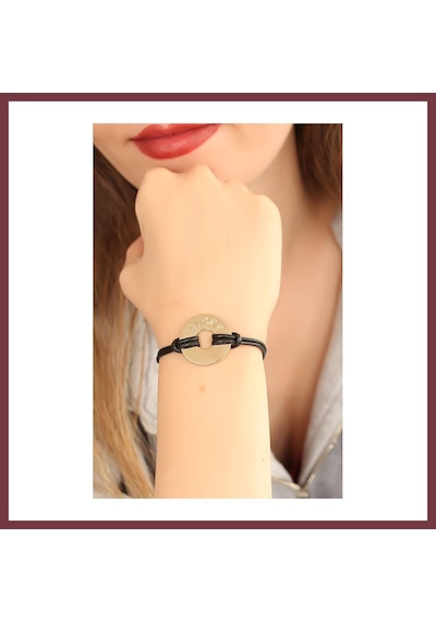Storeşahin Lucky Şanslı Siyah Deri İpli Unisex Mood Bileklik Shn0720