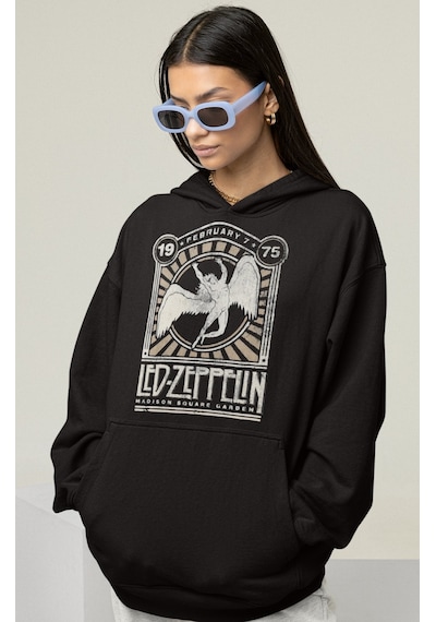 Sevbano Tasarım Led Zeppelin Baskılı Unisex Oversize Rock Metal Müzik Gru Siyah