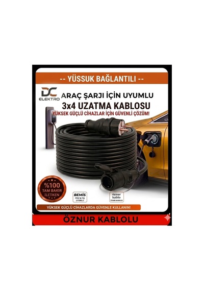 Öznur Kablolu Ev Tipi Araç Şarjı Uyumlu 2 Metre 3x4 Mm Ttr Tam Bakır Bemis Kauçuk Fişli Uzatma Seyyar Tüm Araçlar İçin Uyumlu - 877808299 Öznur Kablolu Ev Tipi Araç Şarjı Uyumlu 2 Metre 3x4 Mm Ttr Tam Bakır Bemis Kauçuk Fişli Uzatma Seyyar Tüm Araçlar İçin Uyumlu - 877808299