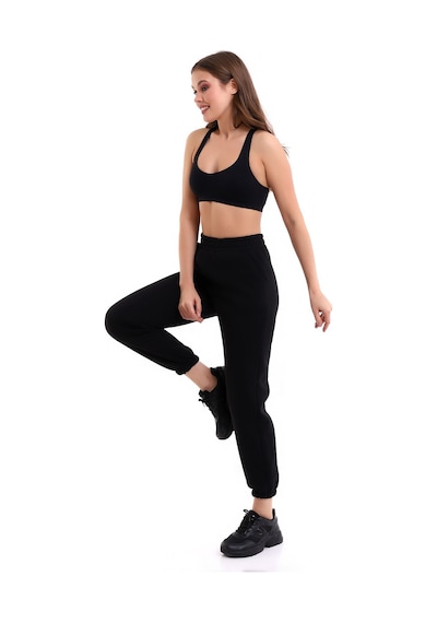 Winmoda34 Jogger Bol Kesim Kalın 3 Iplik Şardonlu Eşofman Altı Kadın Siyah