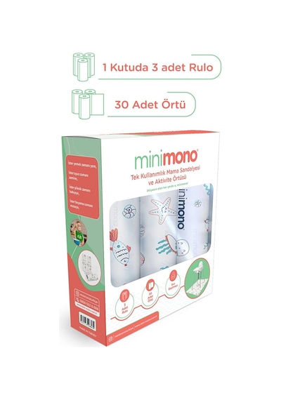 Minimono 3'lü Desen Mama Sandalyesi Altı ve Aktivite Örtüsü