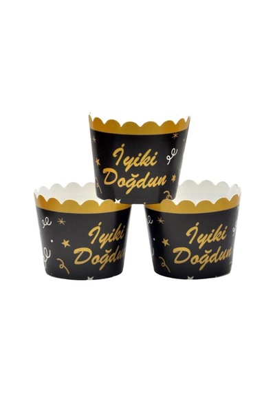 Cupcake Kapsül Yazılı İyi Ki Doğdun 12li Altın