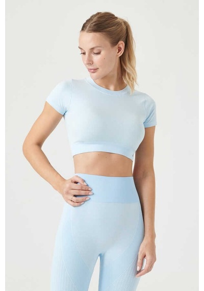 Jerf Captiva Yumuşak Dokulu & Esnek Crop Top Mavi