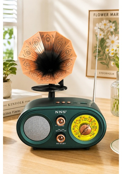 Nns Ns-803bt Yeşil Retro Radyo Bluetooth Hoparlör Usb Tf Kart Şarjlı Nostaljik Radyo