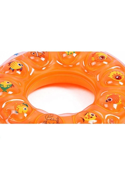 0-3 Yaş Turuncu Boncuklu 50 Cm Şişme Bebek Deniz Simidi, Havuz Pl