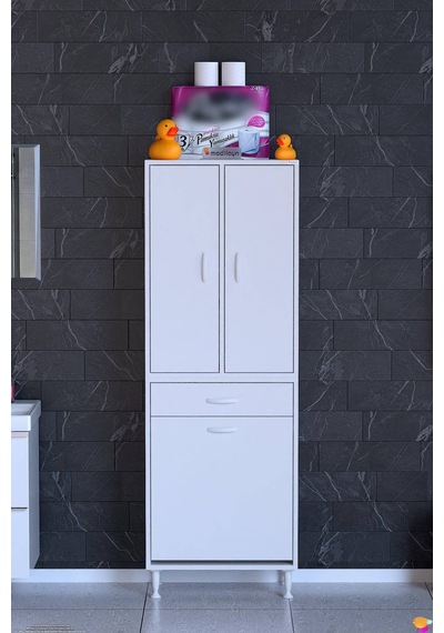 Yeni Afra 65 Cm 1 Gözlü Kirli Çamaşır Sepet, 2 Kapak Ve Çekmeceli 4 Raflı Çok Amaçlı Banyo Dolabı Beyaz Yeni Afra 65 Cm 1 Gözlü Kirli Çamaşır Sepet, 2 Kapak Ve Çekmeceli 4 Raflı Çok Amaçlı Banyo Dolabı Beyaz