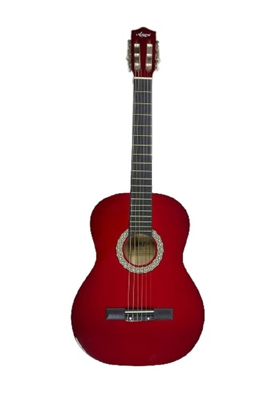 Klasik Gitar Tam Boy 4/4 Düz Kırmızı Sap Ayarlı Üst Kalite