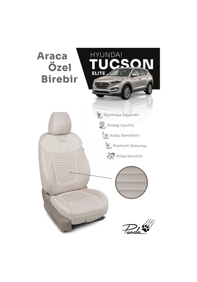 Bej - Bej Panda Hyundai Tucson Elite 2021 - 2026 Arası Uyumlu Araca Özel Taytüyü Oto Koltuk Kılıfı