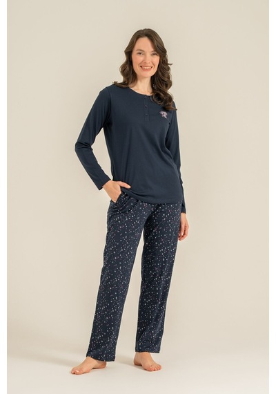 Arnetta Kadın Shine Bright Little Star Lacivert Uzun Kol Pijama Takım Ar3775-s-v2 Ar3775-s-v2