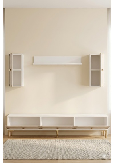 Tvr1897btg Alfa Tv Ünitesi Takımı Beyaz-traverten-gold 180cm