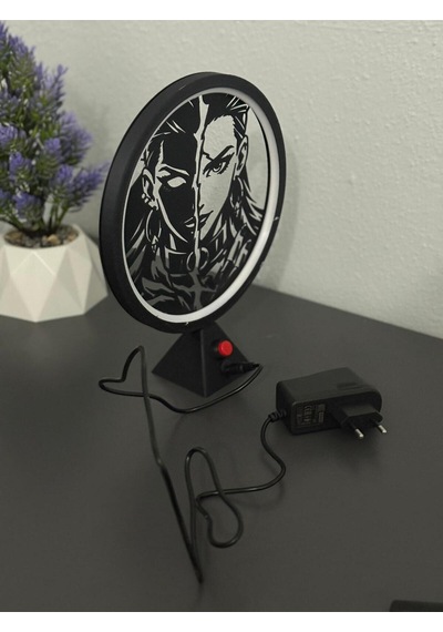Valorant Reyna Halka Led Işıklı Masa Gece Lambası Gamer Oyun Odası Dekor Hediye Adaptör Dahil Siyah