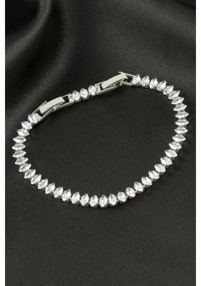 Cosmotex Oval Zirkon Taşlı Lüks Kararmaz Bileklik 5 Mm-gümüş Rengi Çok Renkli