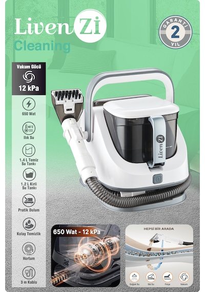 Livenzi Jjb-737-ıı Koltuk Halı Yıkama Ve Leke Çıkartma Makinesi-beyaz