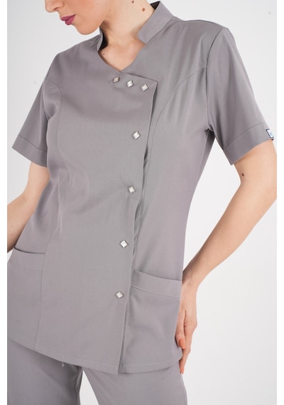 Aylu Model Soft Likra Gri Doktor Hemşire Hastane Scrubs Üniforma Takımı Gri