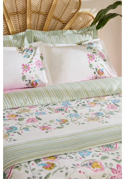 Karaca Home Elara %100 Pamuk Çift Kişilik Nevresim Pike Takımı Pembe Pembe