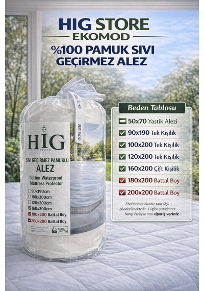 Ekomod %100 Pamuklu Sıvı Geçirmez Full Kenar Fitted Yatak Koruyucu Alez Tek-çift-battal-yastık Boy Beyaz Ekomod %100 Pamuklu Sıvı Geçirmez Full Kenar Fitted Yatak Koruyucu Alez Tek-çift-battal-yastık Boy Beyaz