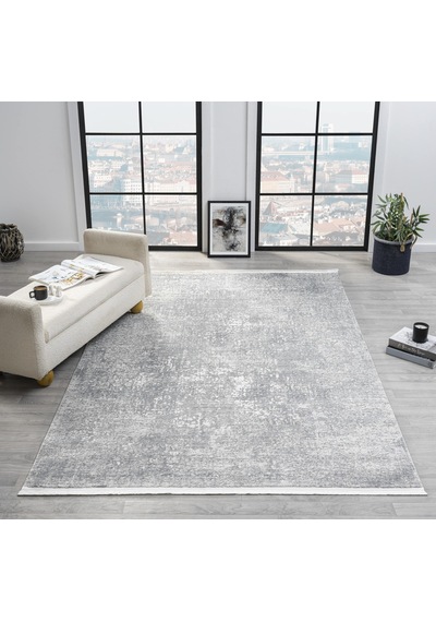 Mariesse Home Vita Serisi Bambu Dokulu Modern Sık Dokuma Koridor Kesme Yolluk Dokuma Makine Halısı Evita6001 Gri