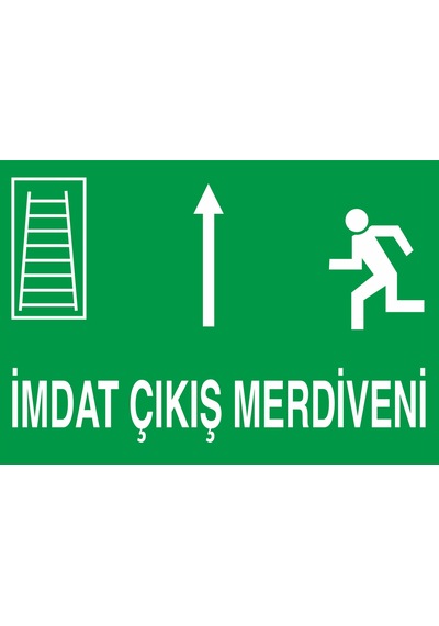Jetyazdır Uyarı Levhaları '' Yangın Çıkış Merdiveni Yukarı '' A4 Pvc 30 21 Cm