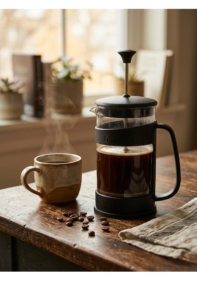 400 Ml French Press Borosilikat Cam Kahve Ve Bitki Çayı Demleme Filtresi - Siyah