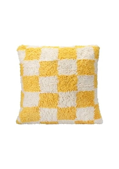 Pop Plaid Dokuma Yastık Sarı 45x45cm Açık Indigo