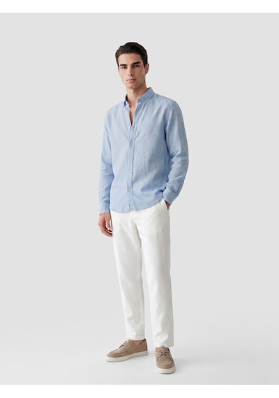 Lcw Vision Mavi Regular Fit Keten Karışımlı Erkek Gömlek