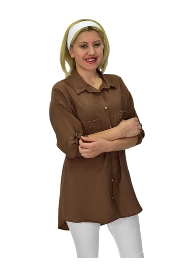 Kadın Cep Taşlı Ayrobin Gömlek Bgl-st03699 001