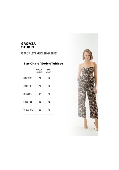 Sagaza Studio Ss6063 Leopar Desenli Straplez Bluz Çok Renkli