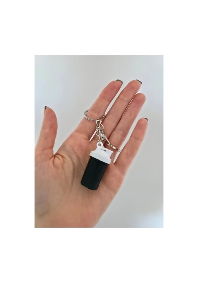 Gym Spor Fitness Shaker Açılır Kapak Anahtarlık, Çanta Charmı Süsü - Siyah