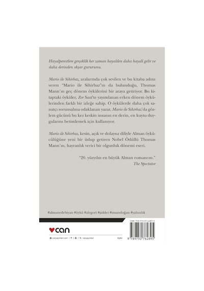 Mario İle Sihirbaz - Toplu Öyküler 2 - Thomas Mann - Can Yayınları
