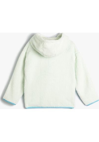 Koton Kapşonlu Peluş Sweat Kayak Temalı Cepli Renk Kontrastlı Ekru 4wkb10445tk 4WKB10445TK010 Ekru