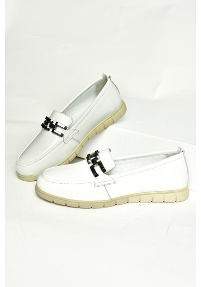 Fox Shoes P555081103 Beyaz Hakiki Deri Günlük Kadın Ayakkabı Beyaz-hakiki Deri Beyaz