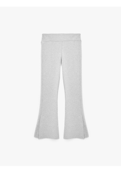 Koton Modal Kumaş Slim Fit İspanyol Paça Yırtmaçlı Tayt Gri 7wak80153ek