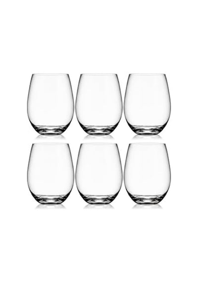 6 Adet Borosilikat Cam Bardak 6&apos Lı Set 500 Ml Su Ve Meşrubat Bardağı, Kokteyl Bardağı Açık Kırmızı