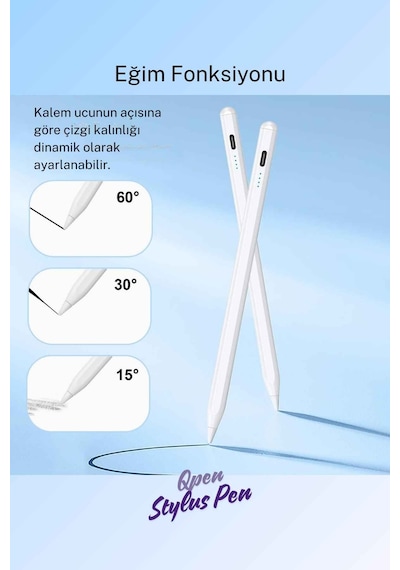 Apple Uyumlu iPad  Stylus Kalem Avuç İçi Reddetme Ve Eğim Hassasiyetli Dokunmatik iPad  Tablet Kalemi Beyaz