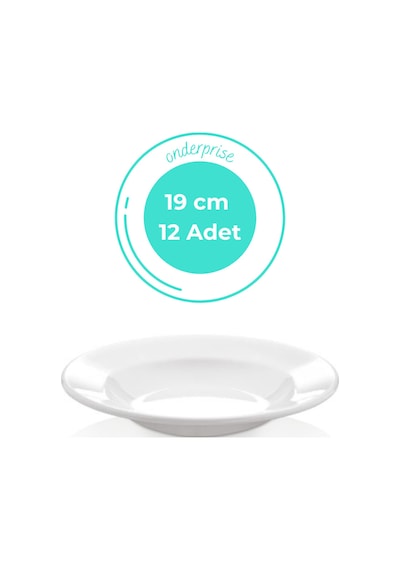 19 Cm Melamin Klasik Çukur Tabak, 12'li Set, Kırılmaz, %100 Melamin Beyaz