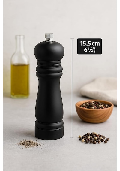 Suwors Ahşap Tuz Ve Karabiber Öğütücü / 15.5 Cm Siyah Bambu Baharat Değirmeni / Ayarlanabilir Seramik Öğütüc Diğer