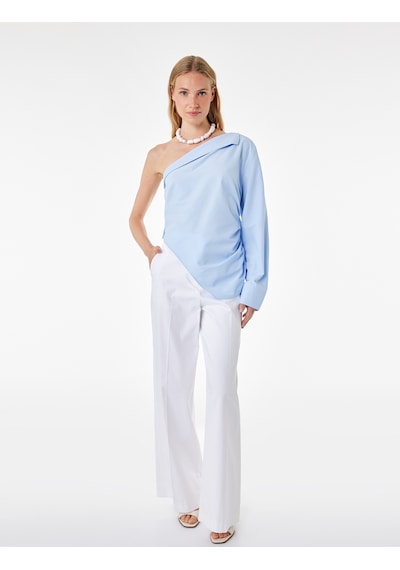 Koton Pamuklu Uzun Kollu Drape Detaylı Poplin Açık Omuz Asimetrik Bluz Açık İndigo 6sak60402uw Koton Pamuklu Uzun Kollu Drape Detaylı Poplin Açık Omuz Asimetrik Bluz Açık İndigo 6sak60402uw