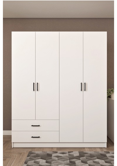 Ases Mobilya Ases Hdf5358 Genç Odası Gardırop Ve Çalışma Masası Hediyeli Beyaz - Safir Meşe Beyaz