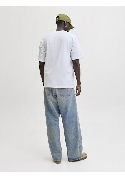 Jack & Jones Jack Jones Yazı Desenli Erkek Yuvarlak Yaka Tişört 12287990 Beyaz