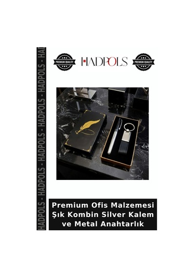 Premium Ofis Malzemesi Şık Kombin Silver Kalem Ve Metal Anahtarlık