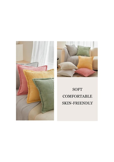 2'li Set Kadife Yastık Kılıfı 45x45 Cm, Yumuşak Dekoratif Yama İşi Yastık Kılıfları Izgara Kırlent Kılıfla Diğer