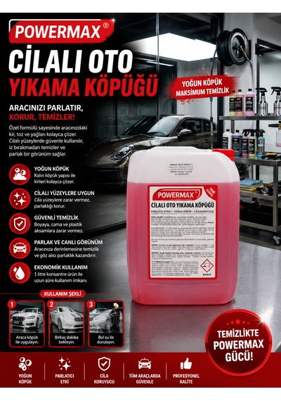 Powermax Cilalı Oto Yıkama Köpüğü 5 L Araç Temizlik Ürünü