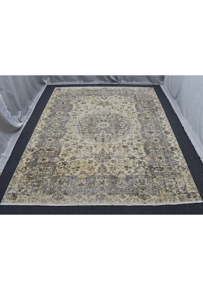 Zehra Abla Halı Vintage 6m2 El Dokuma Şaheser Eskitme Doğal Naturel Yün Salon Halısı 5849 Renkli