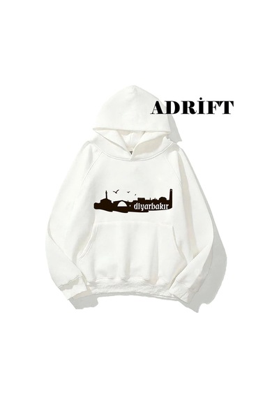 Tarzsokak Unisex Diyarbakır Sweatshirt Hoodie Kapşonlu Beyaz