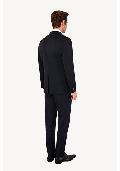 Ysf Erkek Lacivert Yelekli Mono Yaka Slim Fit Damatlık
