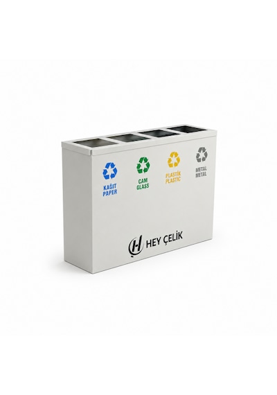 4 Lü Sıfır Atık Kutusu Geri Dönüşüm Ünitesi Gd-124 Metal Atık Ayrıştırma Sistemi