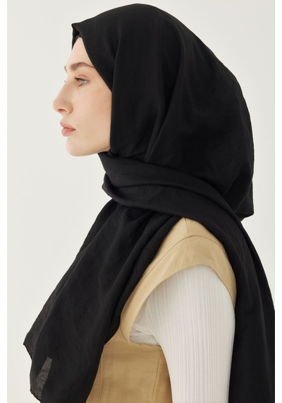 Mirsoy Scarf Düz Pamuk Şal - Siyah Siyah