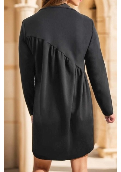 Saklımoda Kadın Uzun Kollu Bisiklet Yaka Çapraz Büzgü Detay Iki Iplik Mini Boy Elbise Siyah Saklımoda Kadın Uzun Kollu Bisiklet Yaka Çapraz Büzgü Detay Iki Iplik Mini Boy Elbise Siyah