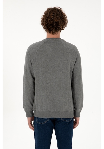 U.S. Polo Assn. Erkek Regular Fit Bisiklet Yaka Antrasit Melanj İnce Basic Sweatshirt 50313752-VR081